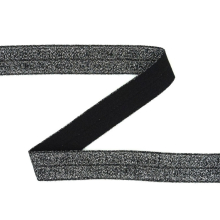 schwarz-silber | Elastisches Einfassband Glitzer, schwarz