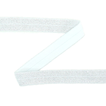 weiss-silber | Elastisches Einfassband Glitzer, weiss