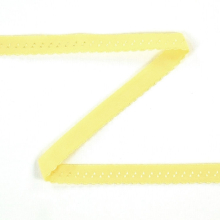 gelb | Elastisches Spitzen Einfassband mit Stickerei, gelb 12 mm