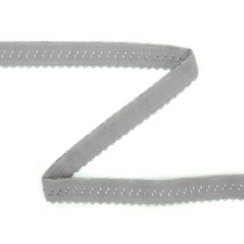 grau | Elastisches Spitzen Einfassband mit Stickerei grau 12 mm