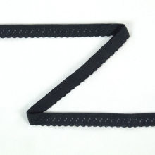dunkelgrau | Elastisches Spitzen Einfassband mit Stickerei dunkelgrau 12 mm