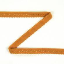 cognac | Elastisches Spitzen Einfassband mit Stickerei, cognac 12 mm
