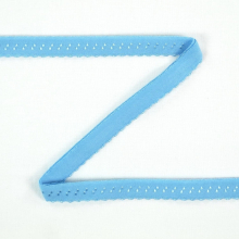 hellblau | Elastisches Spitzen Einfassband mit Stickerei, hellblau 12 mm