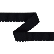 zwart | Elastiek with embroidery border 38 mm, zwart