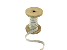 gris clair | Cordon tressé plat coton 1,7 cm/ lacet sweat capuche, gris clair chiné