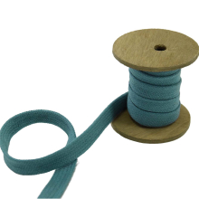 bleu denim | Cordon tressé plat coton 1,7 cm/ lacet sweat capuche, bleu denim