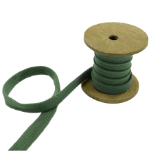 vert moyen | Cordon tressé plat coton 1,7 cm/ lacet sweat capuche, vert moyen