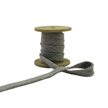 taupe | Cordon tressé plat coton 1,7 cm/ lacet sweat capuche, taupe chiné