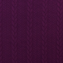 aubergine | Tissu jersey jacquard torsadé tressé, aubergine