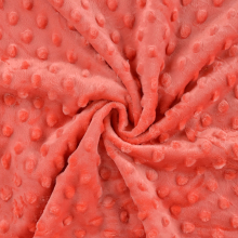 koraalrood | Fleece stof Minky Dots, koraalrood