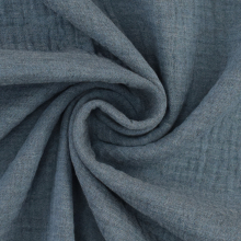 jeansblauw | Katoenen mousseline double gauze Melange, jeansblauw