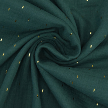 dunkelgrün | Musselin Golden Strips, dunkelgrün