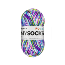 violett-blau | myboshi mysocks Pixel 6-fädige Sockenwolle Dotty 150g, violett-blau