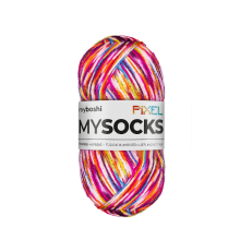 violett-orange | myboshi mysocks Pixel 6-fädige Sockenwolle Nova 150g, violett-orange