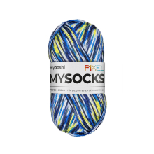 blau-gelb | myboshi mysocks Pixel 6-fädige Sockenwolle Otis 150g, blau-gelb
