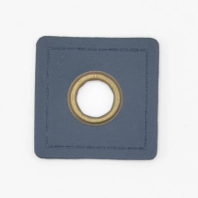 dark blue | Eyelet Patch Leatherette square 35 mm, dark blue
