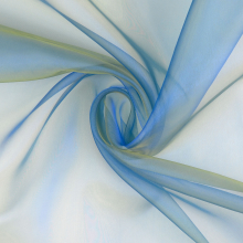 bleu royal, jaune | Tissu organza deux tons, jaune- bleu royal