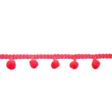 rouge | Ruban à pompons demi-gros, rouge 20 mm