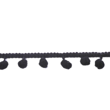 noir | Ruban à pompons demi-gros, noir 20 mm