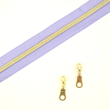 lilas | Fermeture Éclair au mètre non séparable 1 mètre. lilas/or