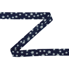 marineblauw | Biaisband sterren, marineblauw / wit