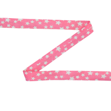 roze | Biaisband sterren, roze / wit