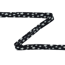 zwart | Biaisband sterren, zwart / wit