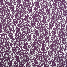 aubergine | Tissu dentelle guipure Fleurs, aubergine