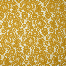 ocre | Tissu dentelle guipure fleurs, ocre