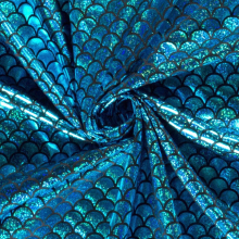 turquoise | Lamé / elastische foliejersey mermaid, turquoise