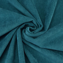 bleu pétrole | Tissu velours côtelé milleraies stretch Poly, pétrole
