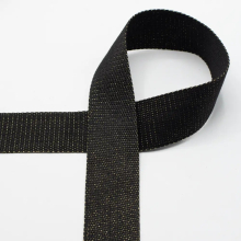 zwart | Tassenband Gold Metal Fibre 40mm, zwart