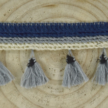 blauw | Flosjesband 3 cm, blauw / grijs