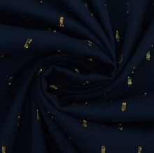 donkerblauw | Viscose stof Golden Glamour, donkerblauw
