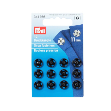 12 boutons pression Prym, 11 mm, noir
