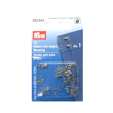 12 agrafes & portes Prym, No. 1, couleur argent