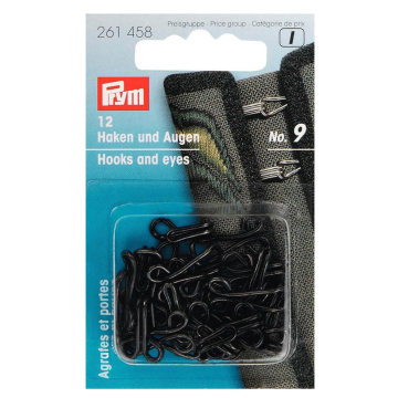 12 agrafes & portes Prym, No. 9, noir