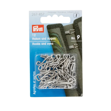 12 agrafes & portes Prym, No. 9, couleur argent