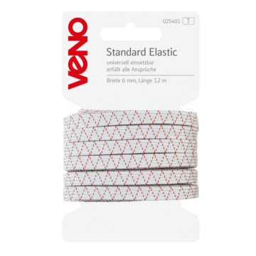 12 m bande élastique Veno, largeur 6 mm, blanc