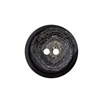 2-Loch Hanf-Polyesterknopf recycelt 20 mm, schwarz-marmoriert