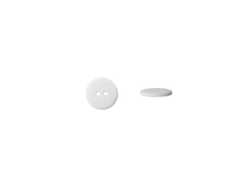 Bouton couture plastique 15mm 2 trous, blanc