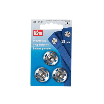 3 boutons pression Prym, 21 mm, couleur argent