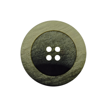 Bouton couture plastique chiné, 25 mm 4 trous, vert (0028)