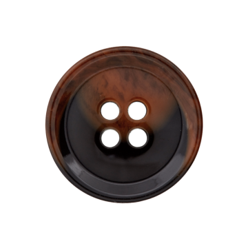Bouton couture plastique 4 trous, 20 mm, marron foncé-noir