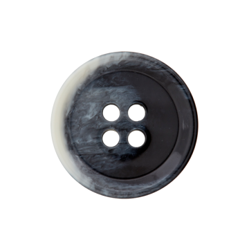 Bouton couture plastique 4 trous, 20 mm, gris-noir