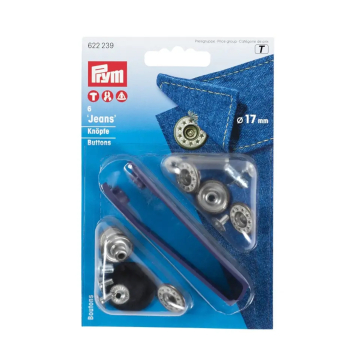 6 boutons pour jean Prym, 17 mm, couleur laiton antique/blanc mat