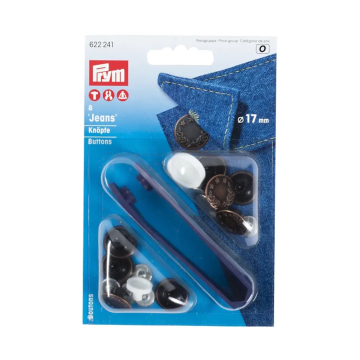 8 boutons pour jean Prym, 17 mm, couleur cuivre antique