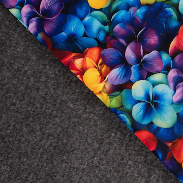 Tissu sweat polaire alpine mer de fleurs, multicolore