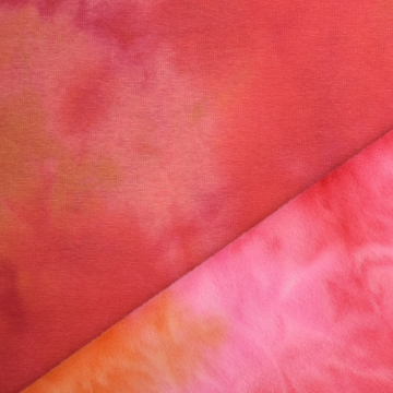 Tissu sweat polaire alpine Batik Tie dye, rouge