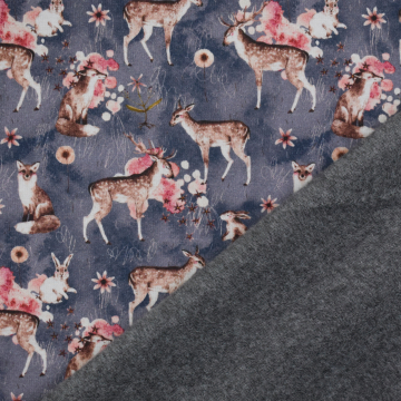 Alpenfleece sweat bosdieren, jeansblauw
